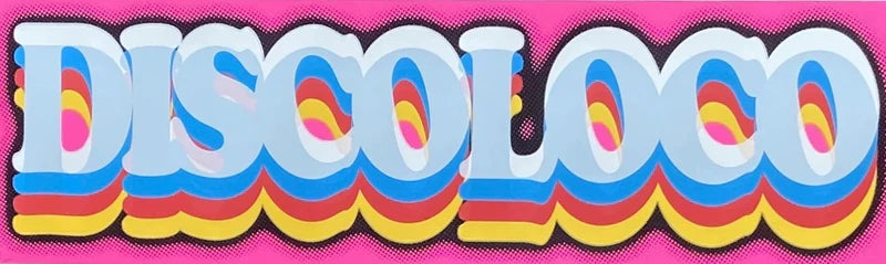 Discolocco by Oli Fowler, a limited edition 6 layer screenprint with neon pink on 320gsm madrid litho paper  from 2023