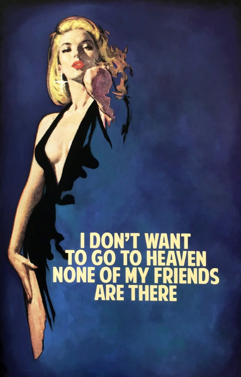 I Don't Want To Go To Heaven - Purple / Blue (Framed) by The Connor Brothers, a original giclee print on archival paper with silkscreen varnish. from 2020