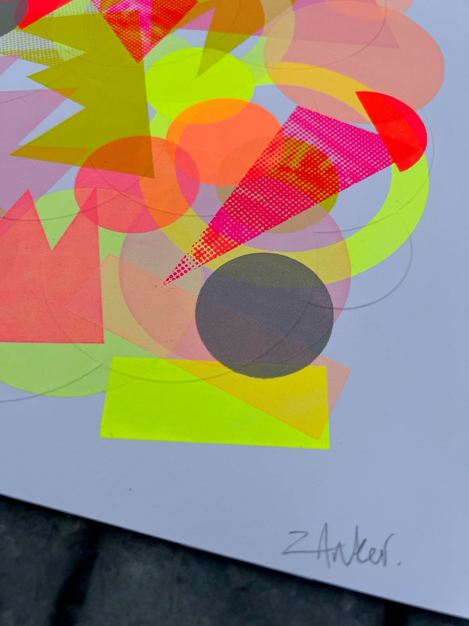 Bubble by Zoe Anker, a open edition  fabriano 5 paper multi layered screen print with hand embossing detail. from 2024