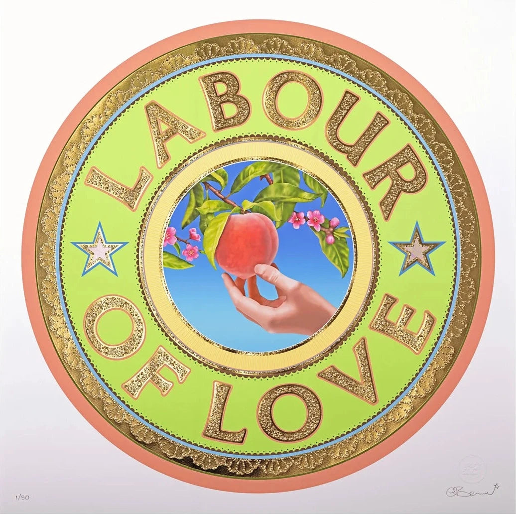 Labour Of Love - Green by Eddy Bennett, a limited edition limited edition foiled and embossed print on 330gsm somerset enhanced velvet watercolour from 2023
