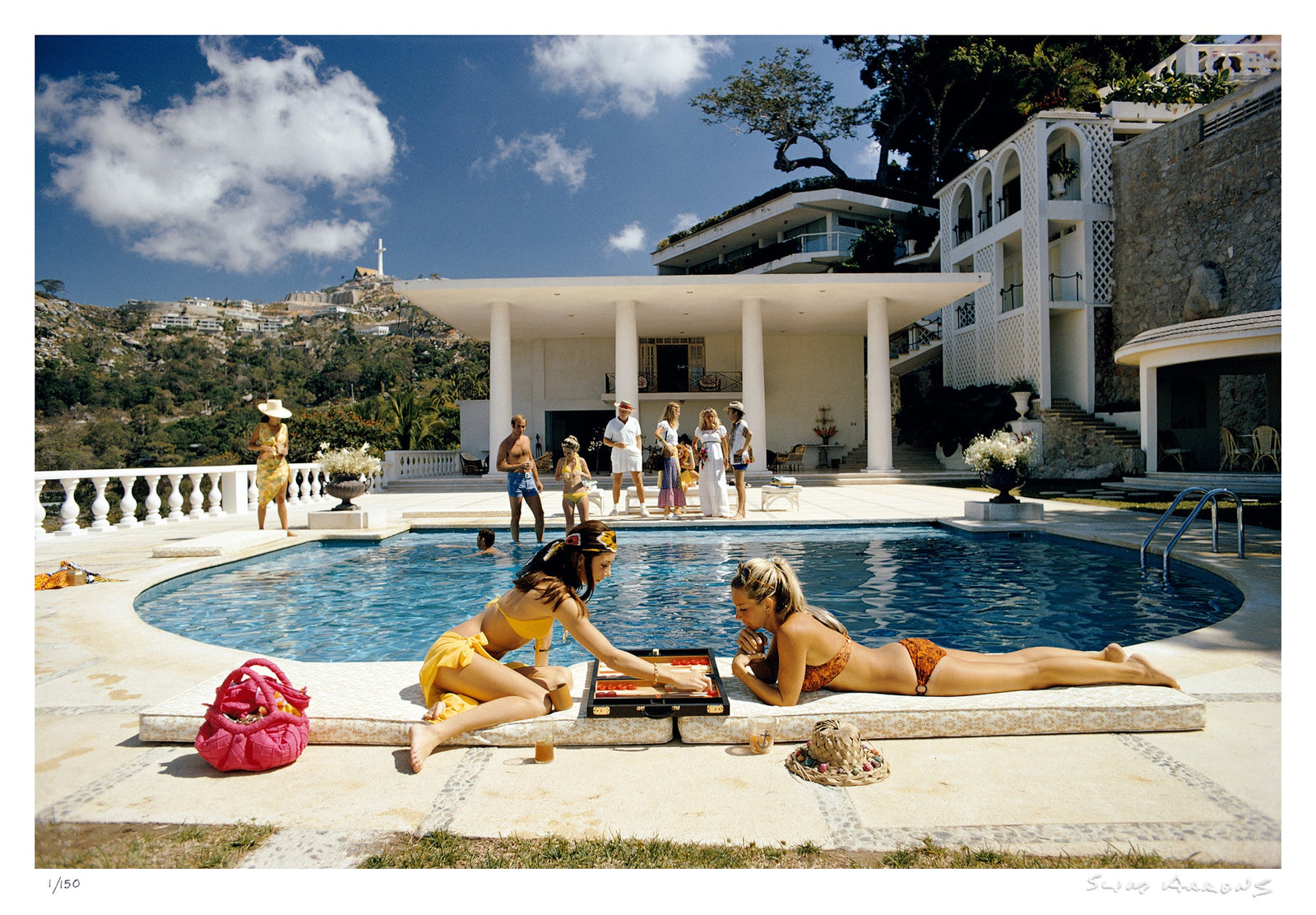 poolside backgammon - Slim Aarons - Limited Edition - Estate Stamped - Photography - Getty Images