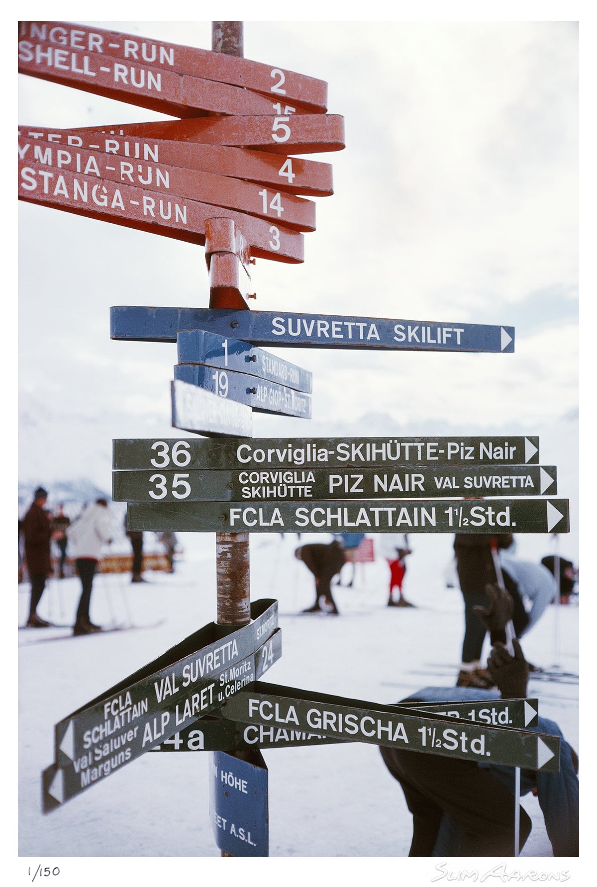 signpost in st moritz - Slim Aarons - Limited Edition - Estate Stamped - Photography - Getty Images