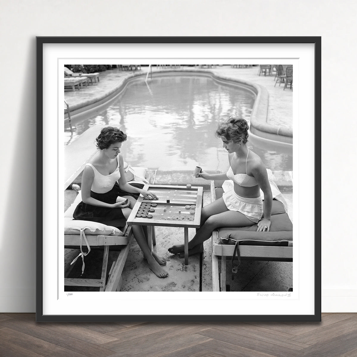Slim Aarons Limited Edition Estate Stamped backgammon by the pool limited edition 1158180854 Framed
