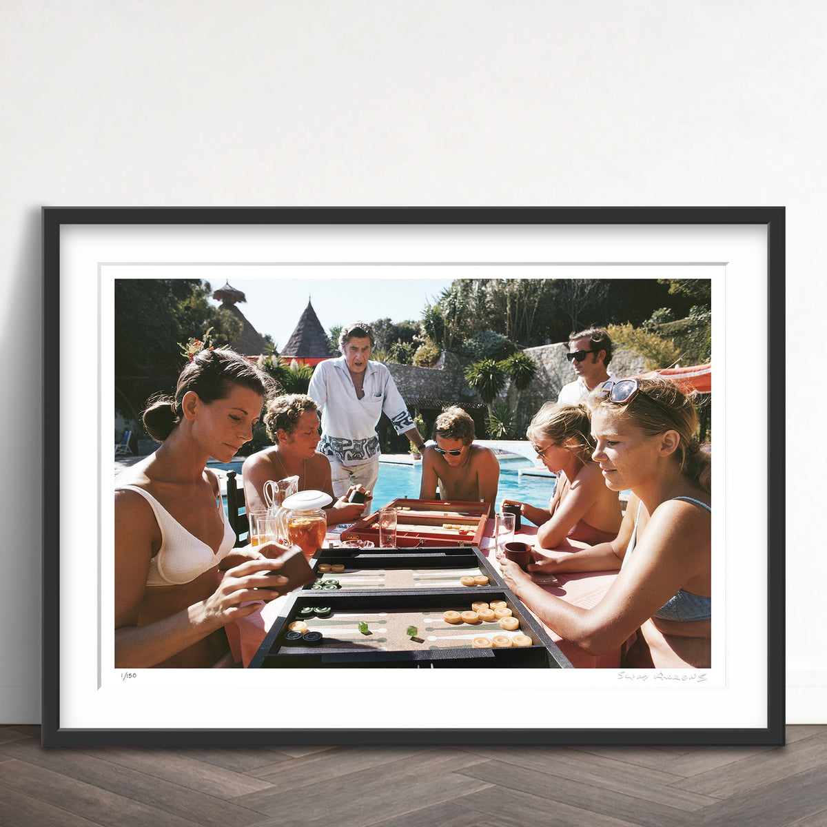 Slim Aarons Limited Edition Estate Stamped backgammon players limited edition 52465019 Framed