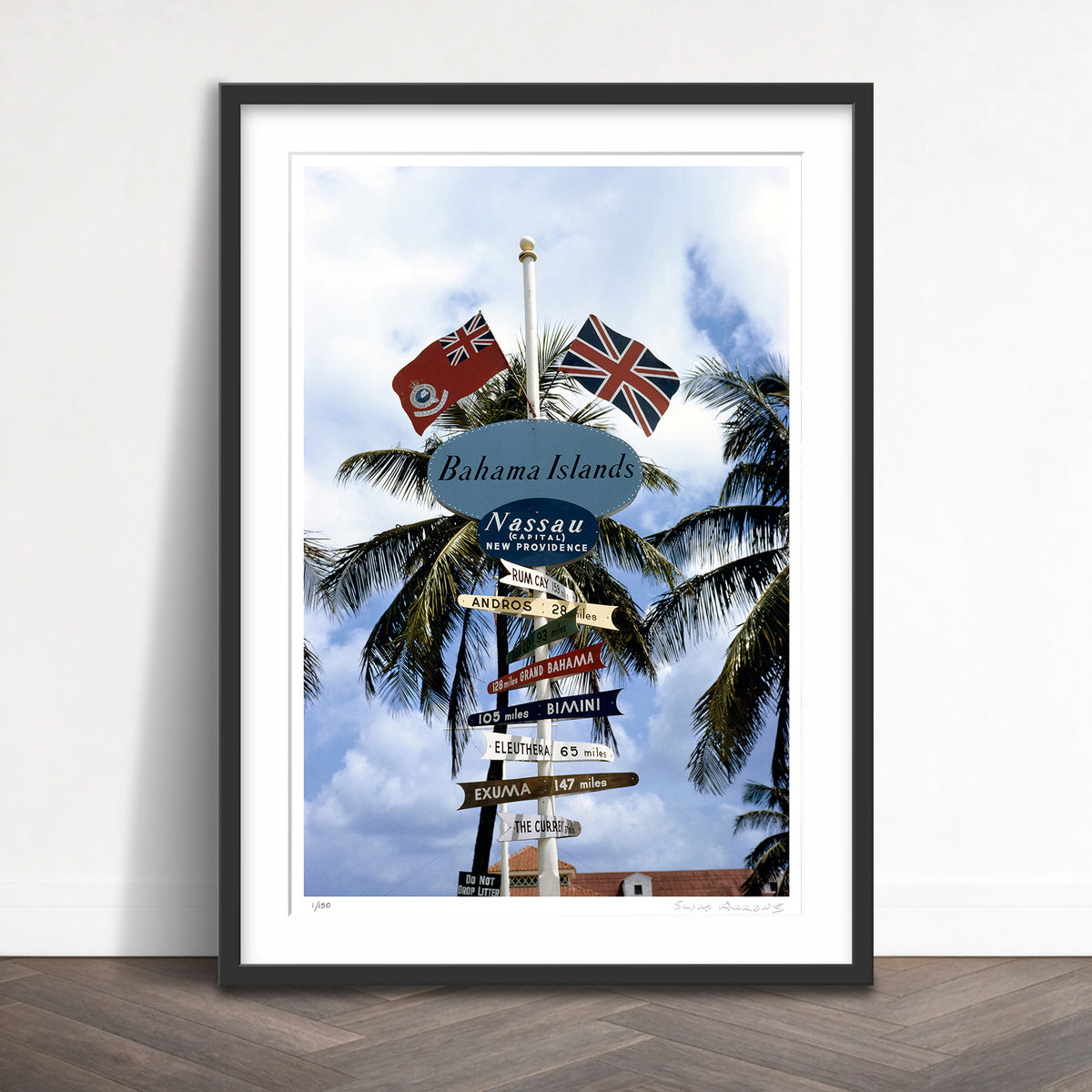 Slim Aarons Limited Edition Estate Stamped bahamas signpost limited edition 84107293 Framed