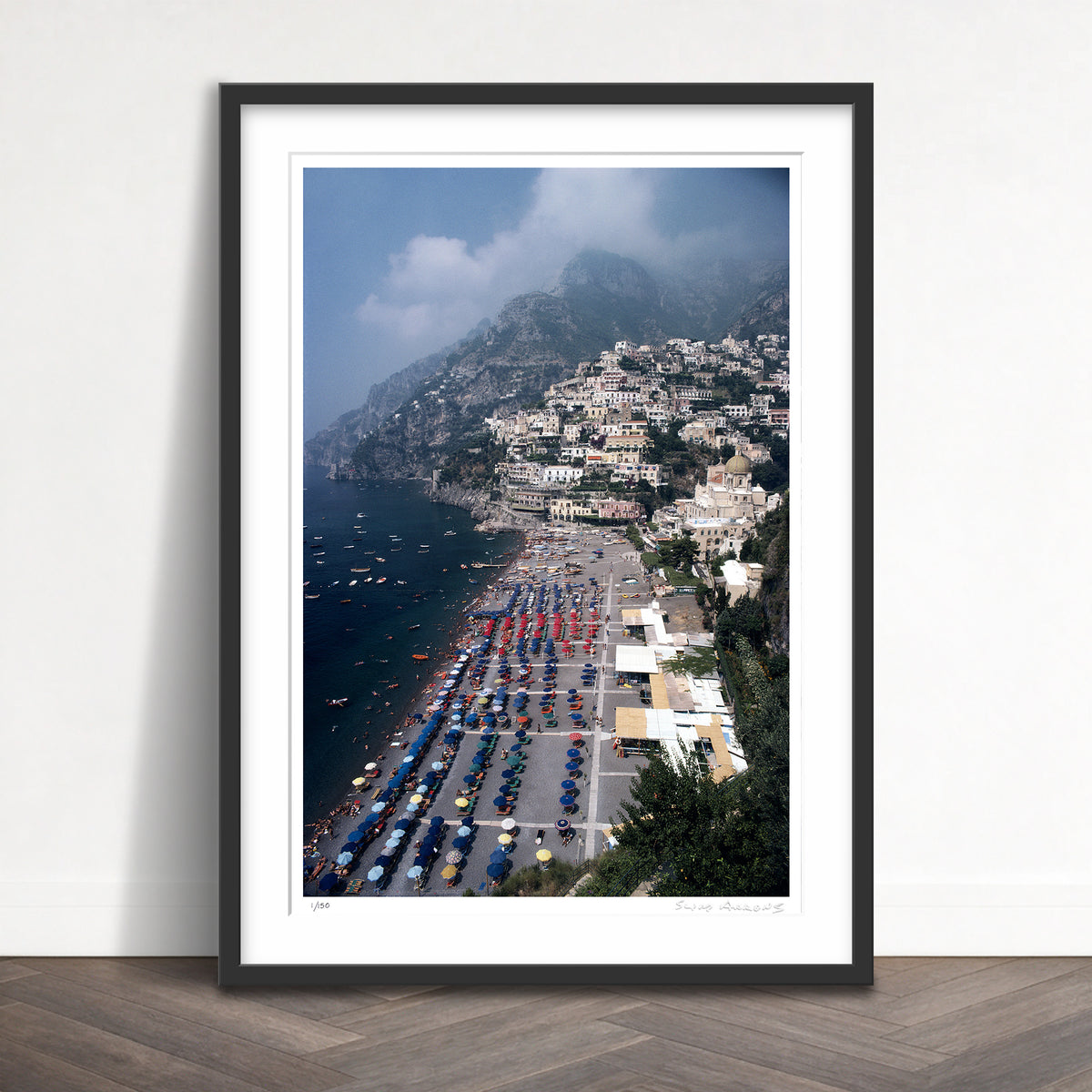 Slim Aarons Limited Edition Estate Stamped beach at positano limited edition 155761600 Framed