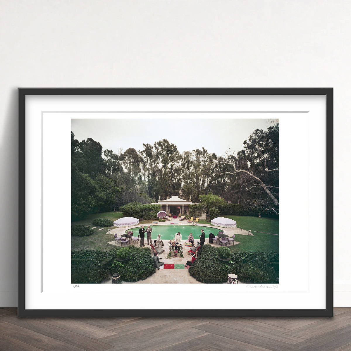 Slim Aarons Limited Edition Estate Stamped beverly hills pool party limited edition 77442758 Framed