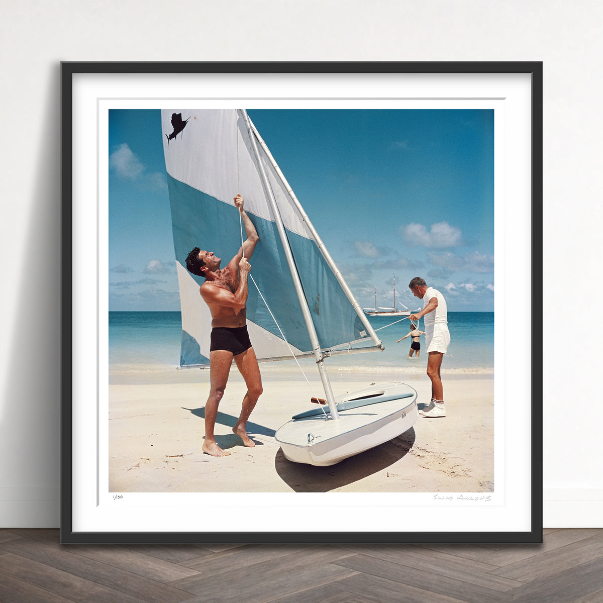 Slim Aarons Limited Edition Estate Stamped boating in antigua limited edition 88655989 Framed