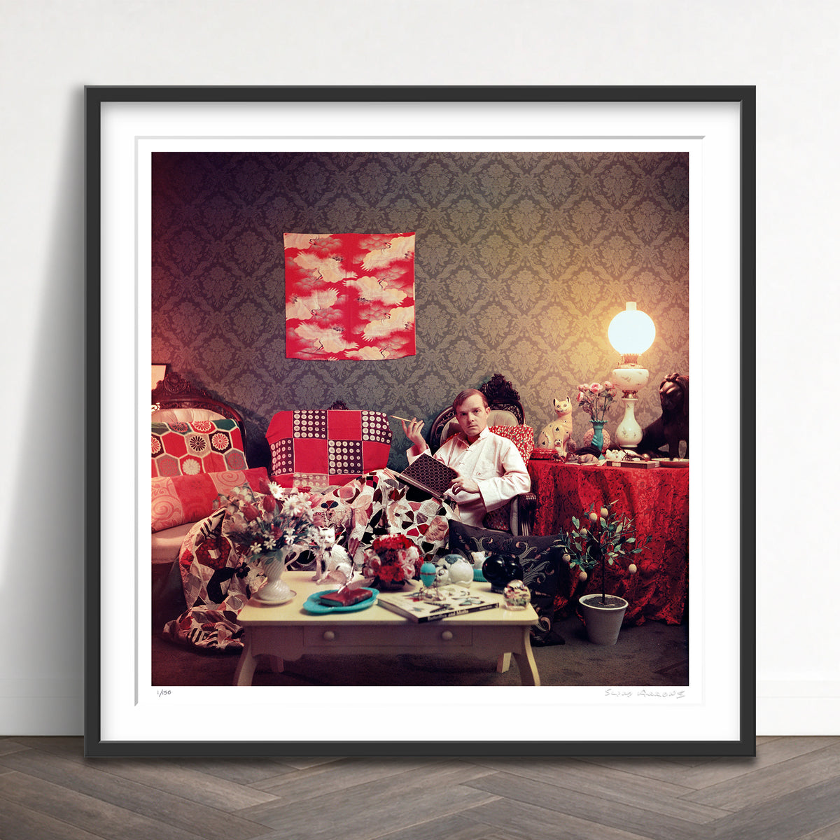 Slim Aarons Limited Edition Estate Stamped capote at home limited edition 2694333 Framed