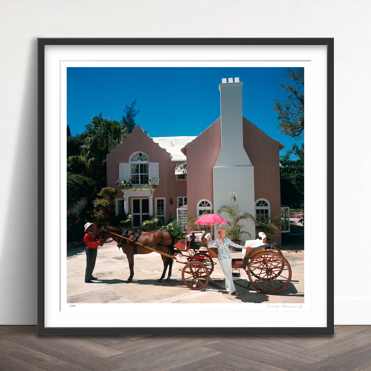 Slim Aarons Limited Edition Estate Stamped carriage awaits limited edition 53438295 Framed