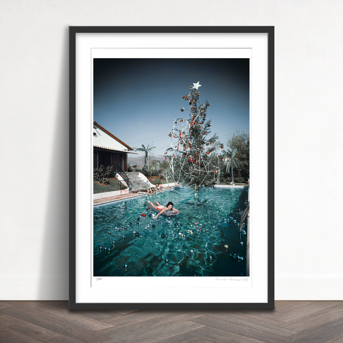 Slim Aarons Limited Edition Estate Stamped christmas swim limited edition 51220667 Framed