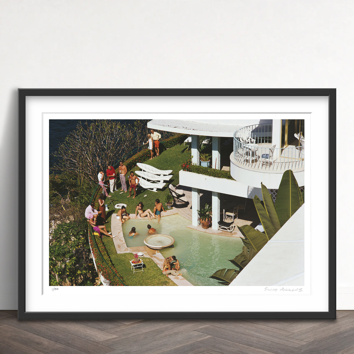 Slim Aarons Limited Edition Estate Stamped clifftop pool limited edition 77442113 Framed