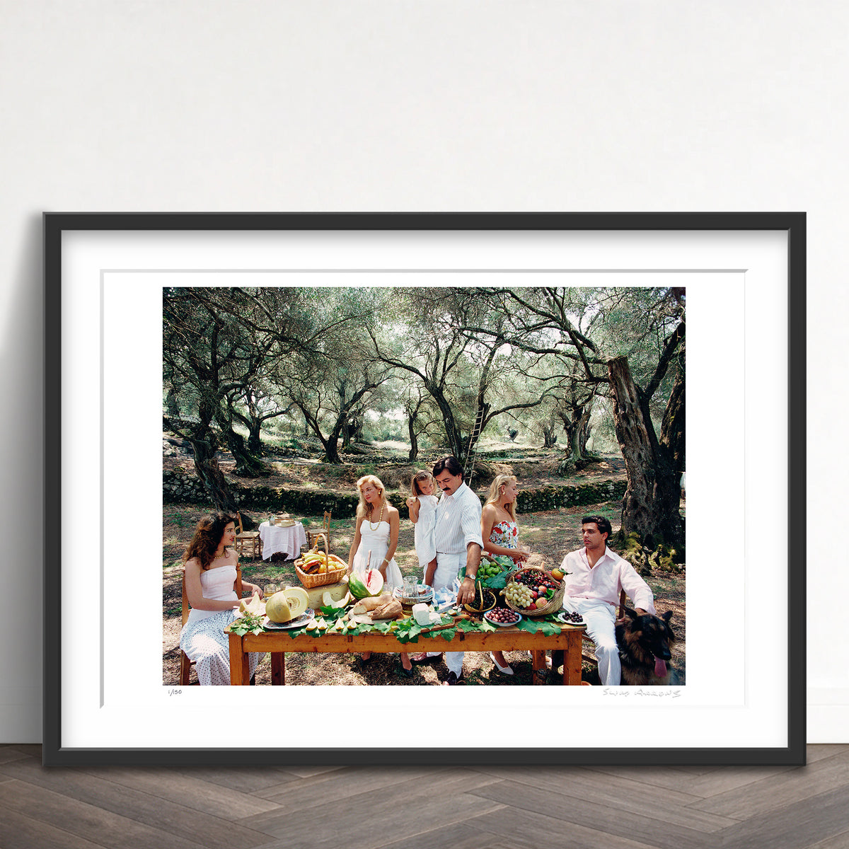 Slim Aarons Limited Edition Estate Stamped corfu picnic limited edition 53403584 Framed