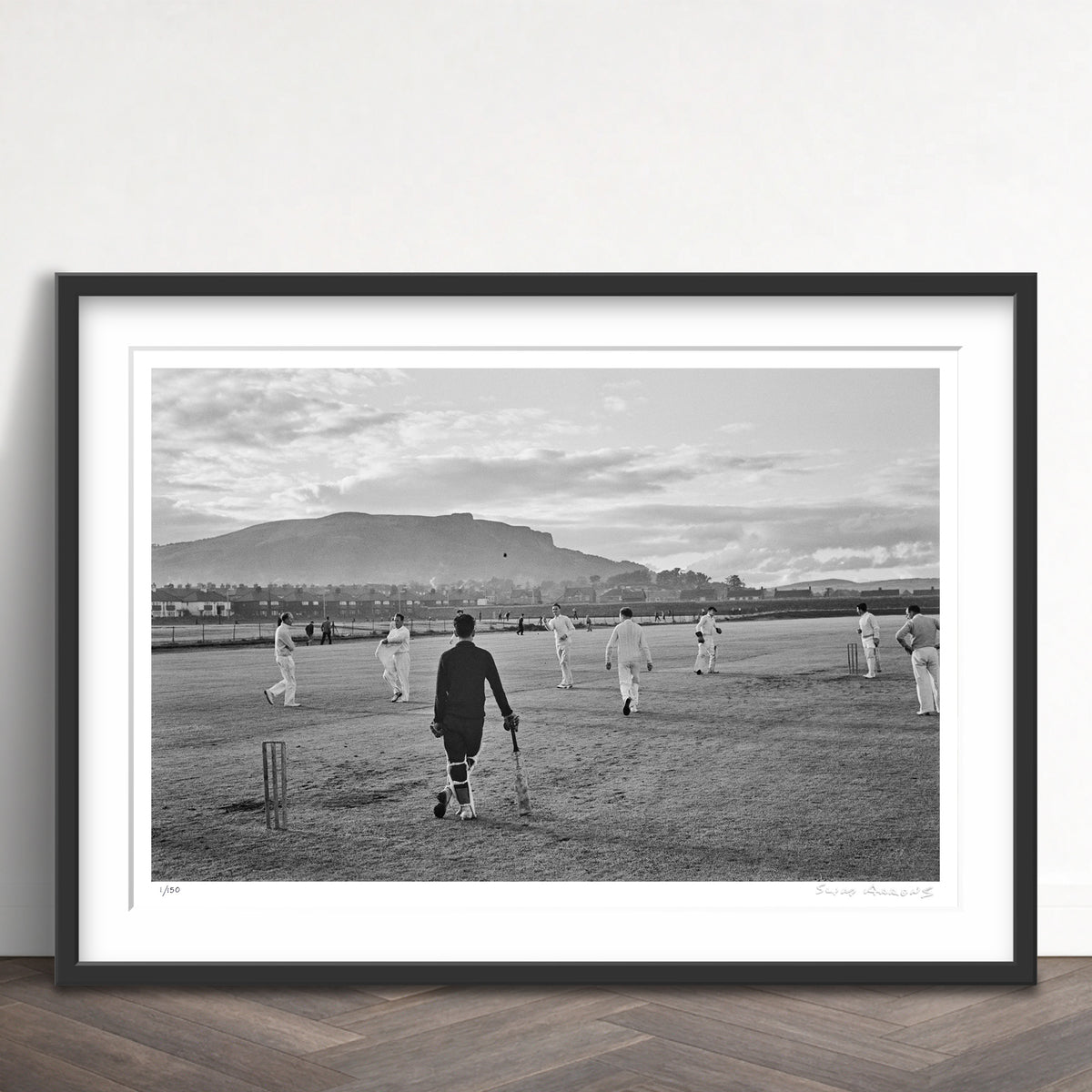 Slim Aarons Limited Edition Estate Stamped cricketers on the pitch limited edition 1324732999 Framed