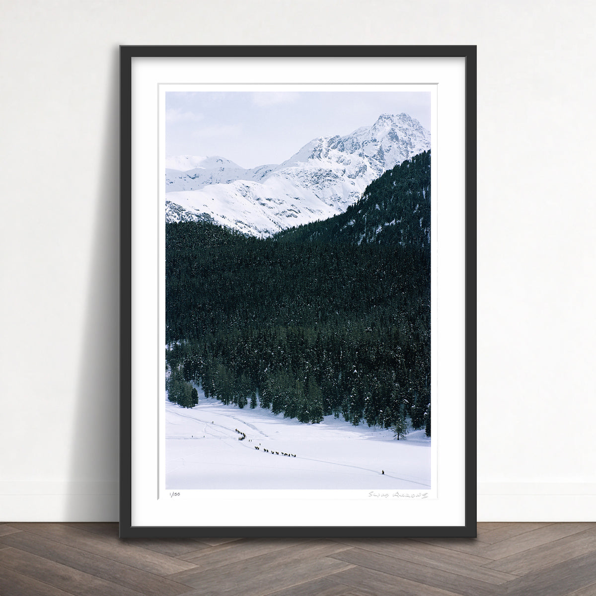 Slim Aarons Limited Edition Estate Stamped crossing snow field limited edition 135360145 Framed