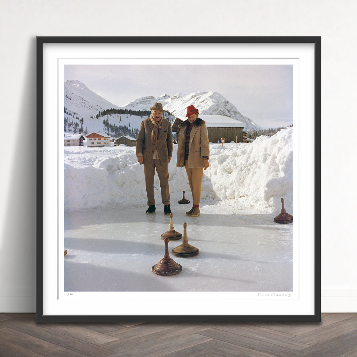 Slim Aarons Limited Edition Estate Stamped curling limited edition 3165410 Framed