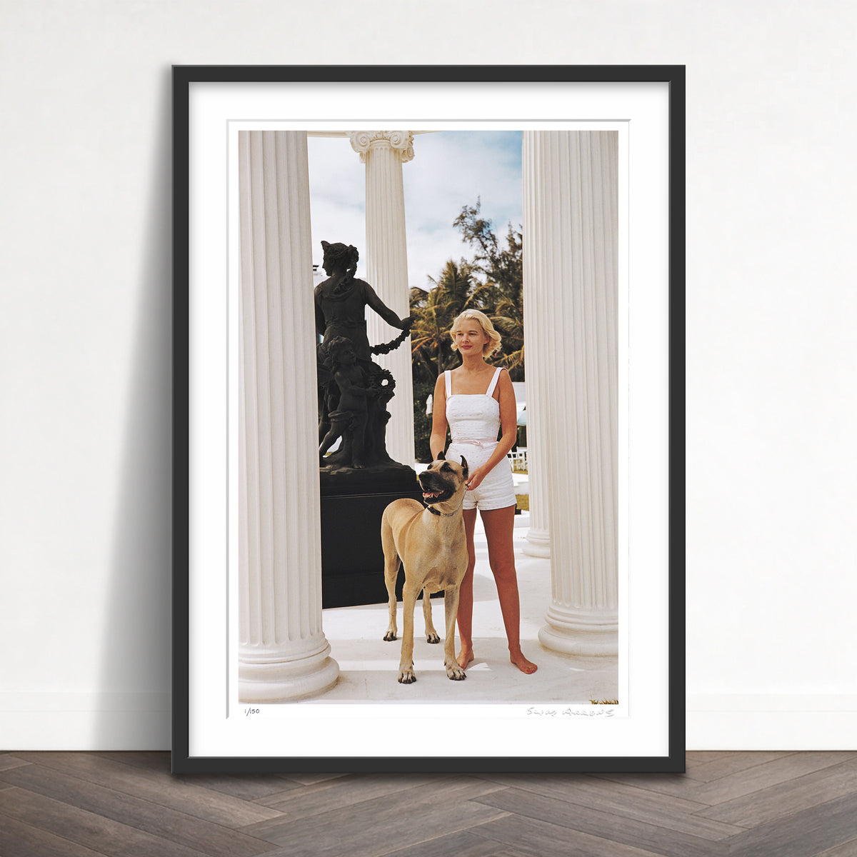 Slim Aarons Limited Edition Estate Stamped cz guest with her great dane limited edition 3203143 Framed