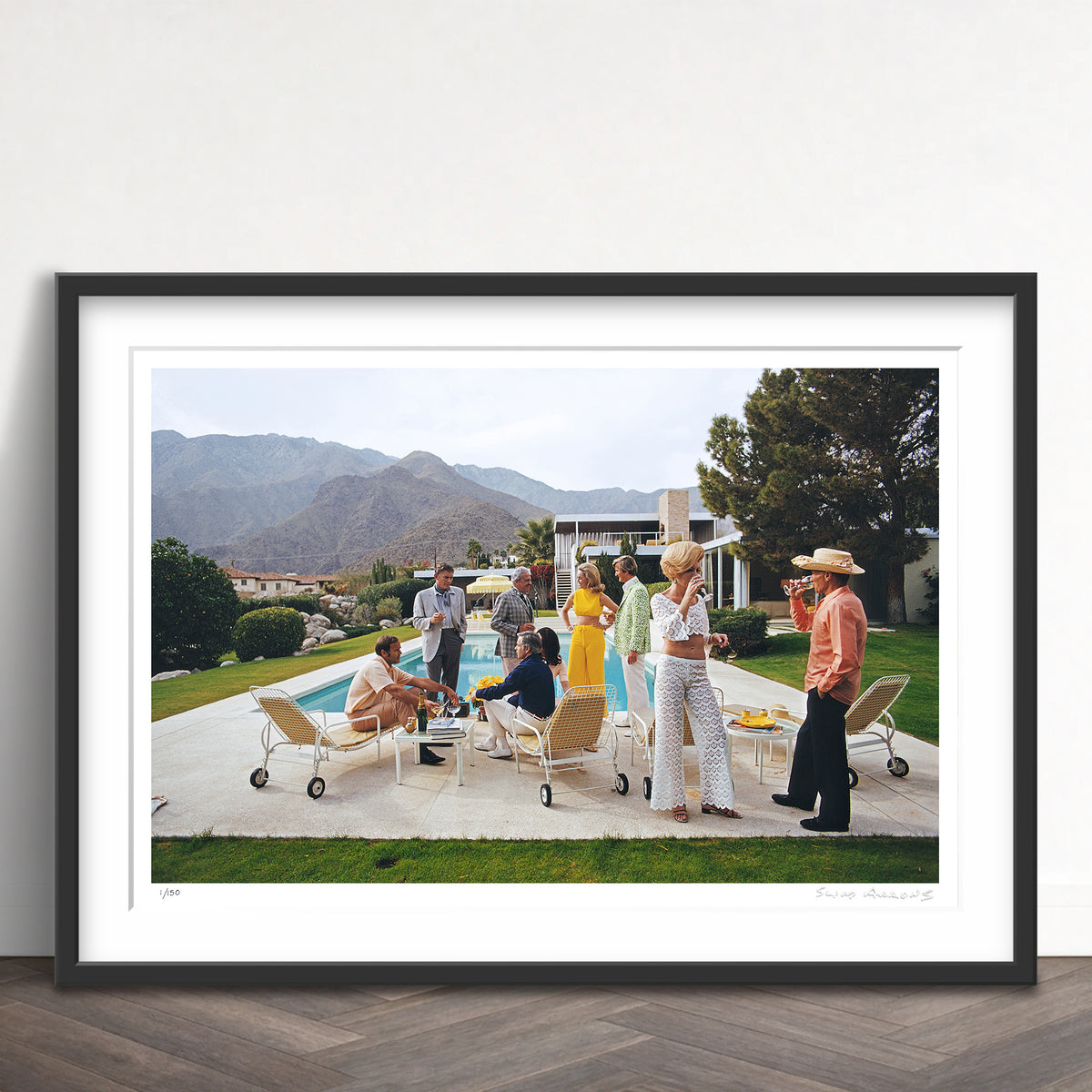 Slim Aarons Limited Edition Estate Stamped desert house party limited edition 77442787 Framed