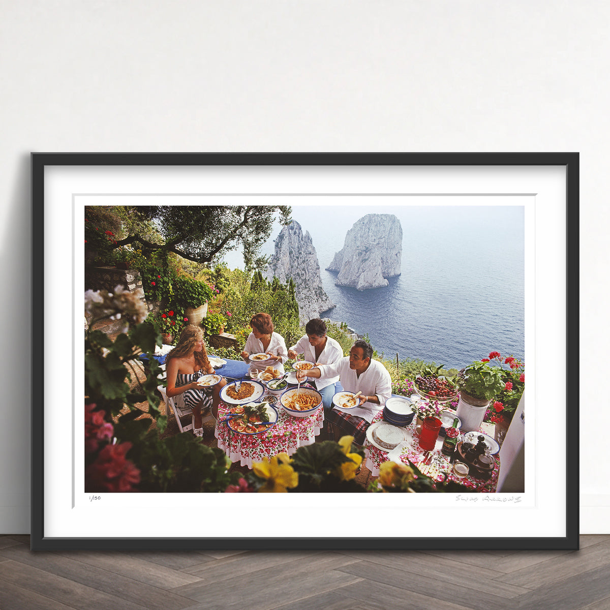 Slim Aarons Limited Edition Estate Stamped dining al fresco on capri limited edition 155762805 Framed