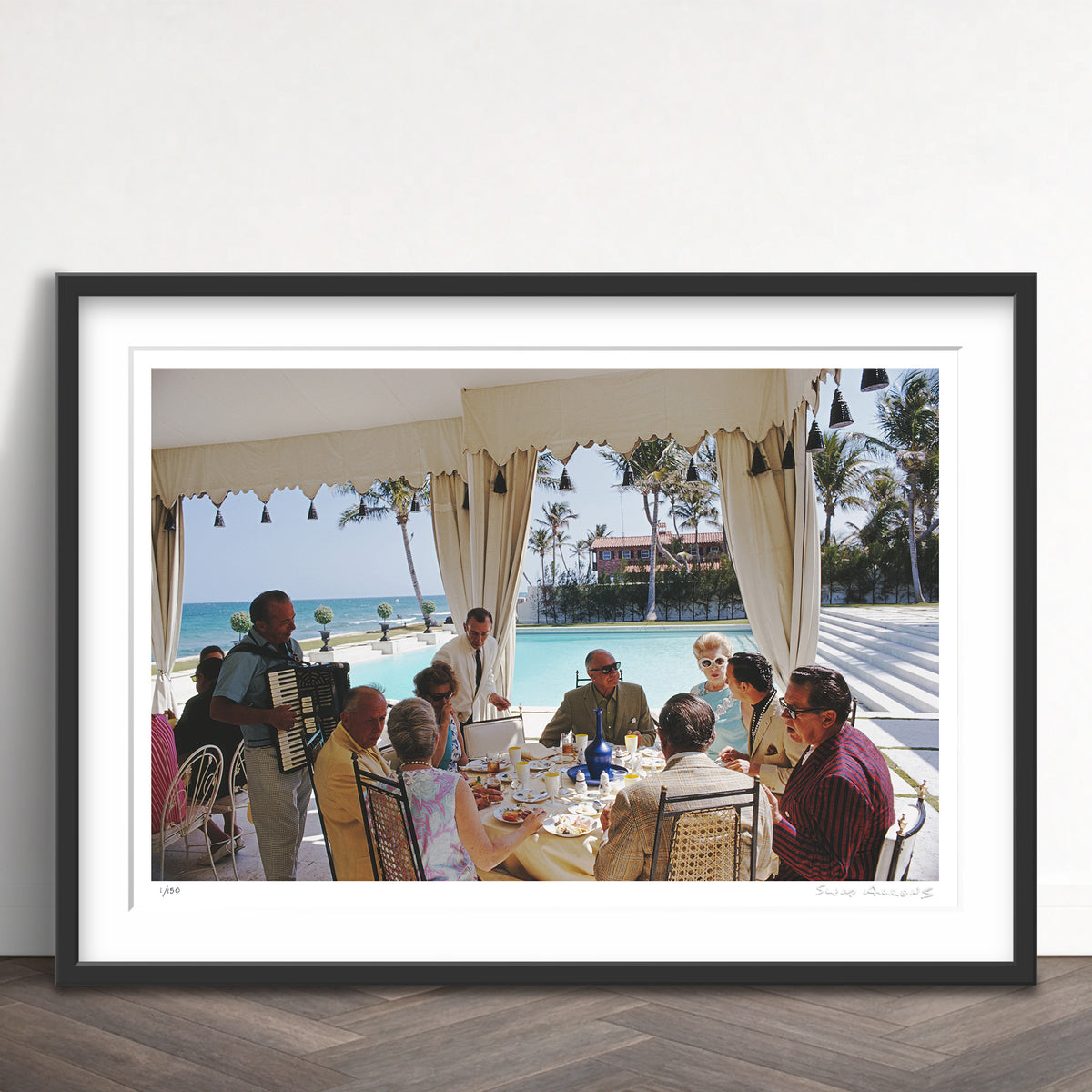 Slim Aarons Limited Edition Estate Stamped dining at wilmots limited edition 77442832 Framed