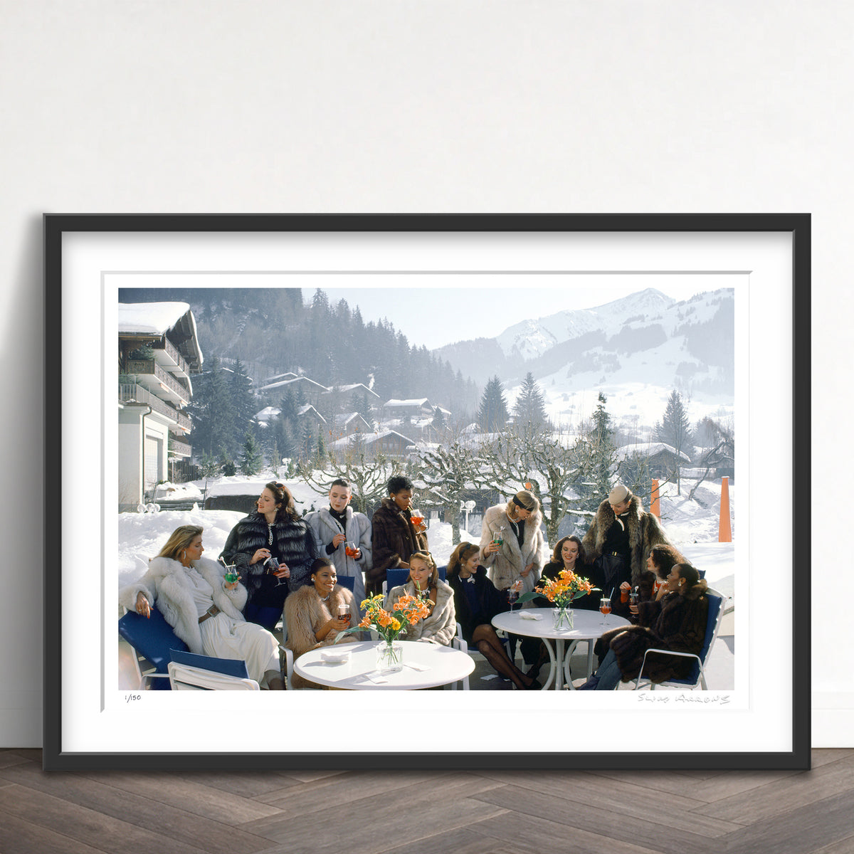 Slim Aarons Limited Edition Estate Stamped drinks at gstaad limited edition 76088186 Framed