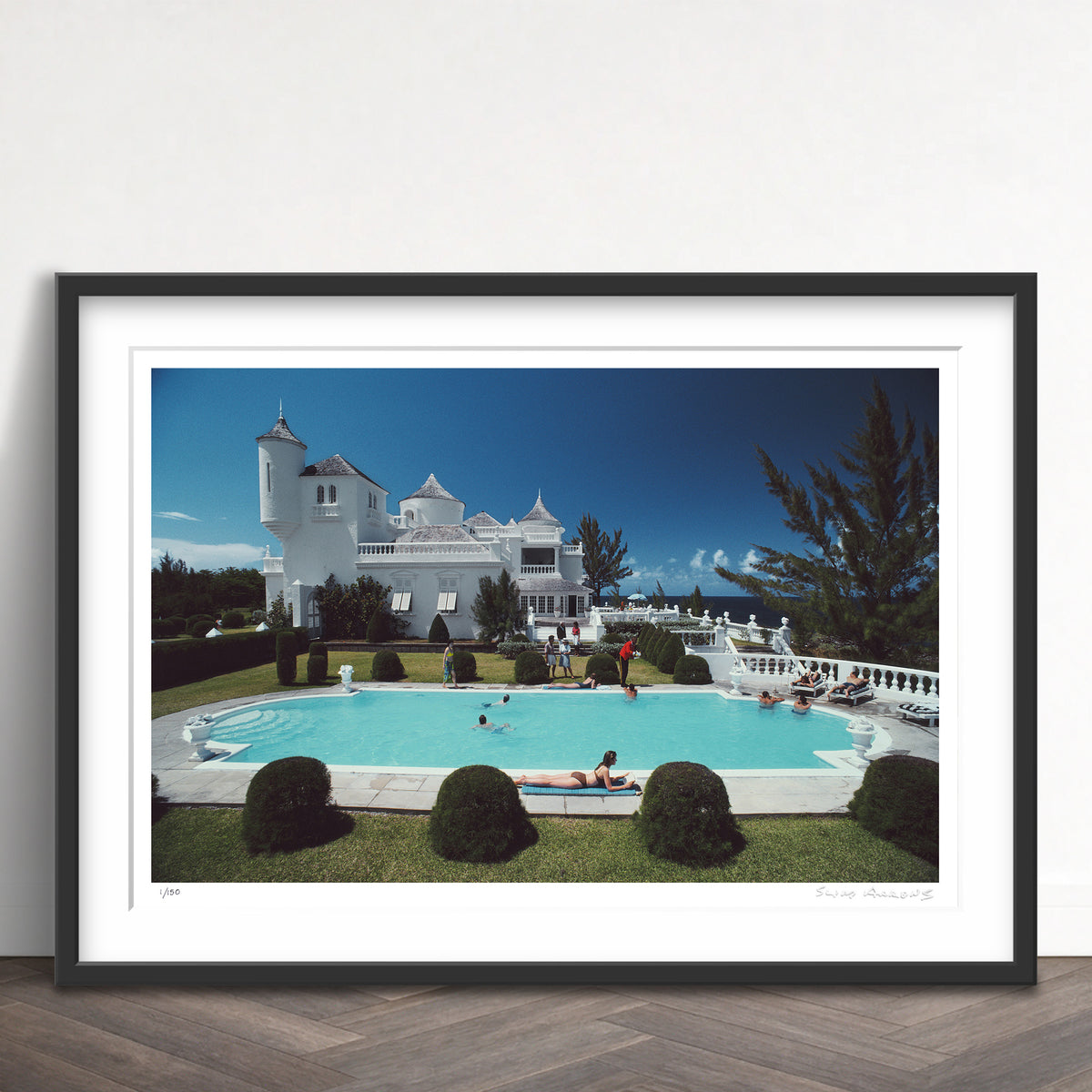 Slim Aarons Limited Edition Estate Stamped earl levys castle limited edition 84107580 Framed