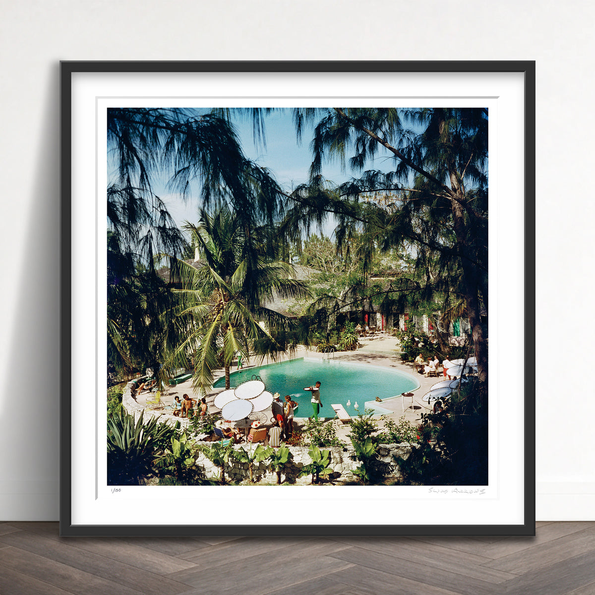 Slim Aarons Limited Edition Estate Stamped eleuthera pool party limited edition 51246666 Framed