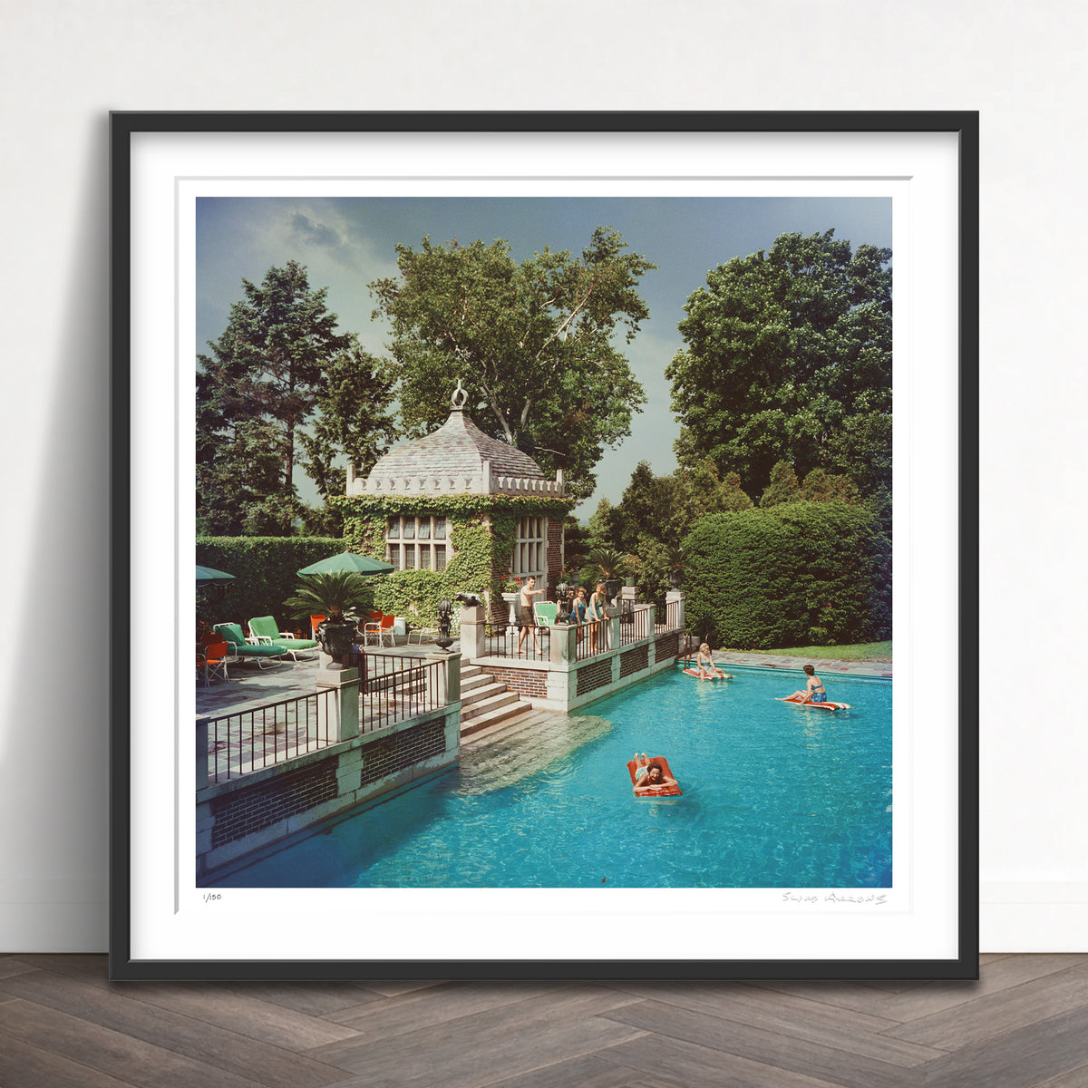 Slim Aarons Limited Edition Estate Stamped family pool limited edition 3095008 Framed