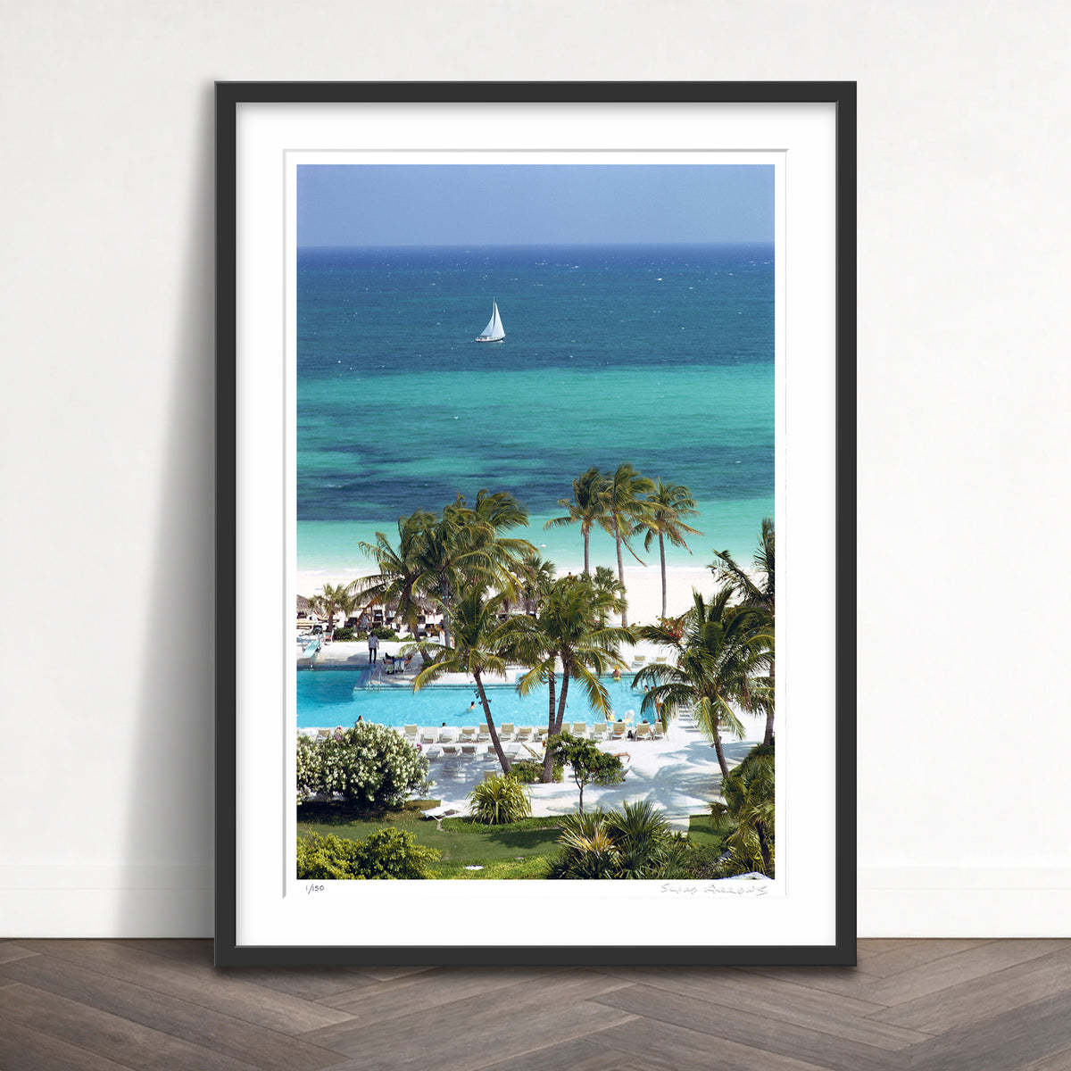 Slim Aarons Limited Edition Estate Stamped freeport beach limited edition 109857664 Framed