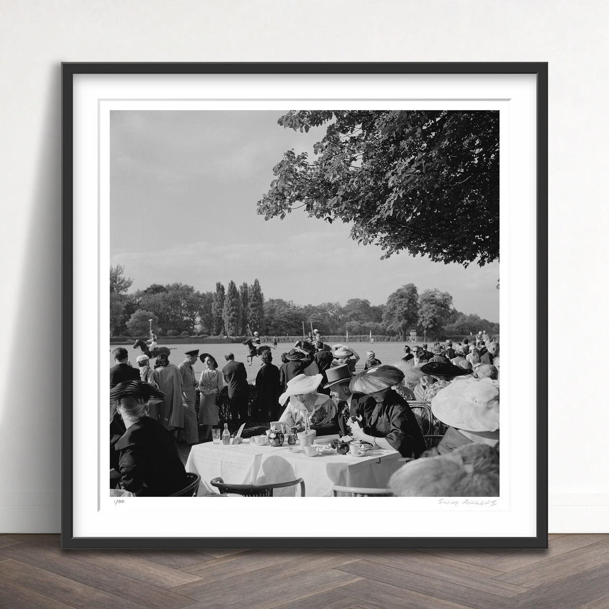 Slim Aarons Limited Edition Estate Stamped french polo crowd limited edition 84990012 Framed