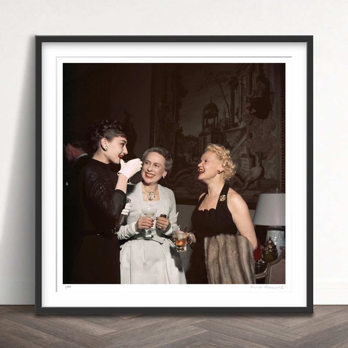 Slim Aarons Limited Edition Estate Stamped hepburn and friends limited edition 2716757 Framed