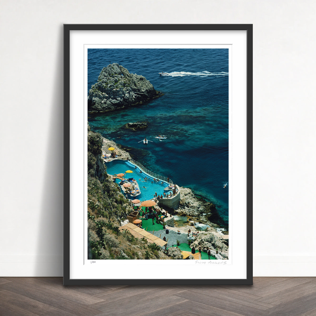 Slim Aarons Limited Edition Estate Stamped hotel taormina pool limited edition 77440367 Framed