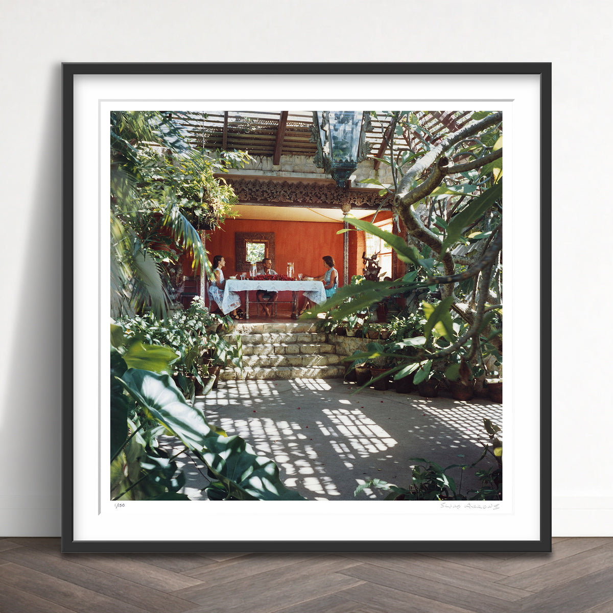 Slim Aarons Limited Edition Estate Stamped lunch at bali li limited edition 88656011 Framed