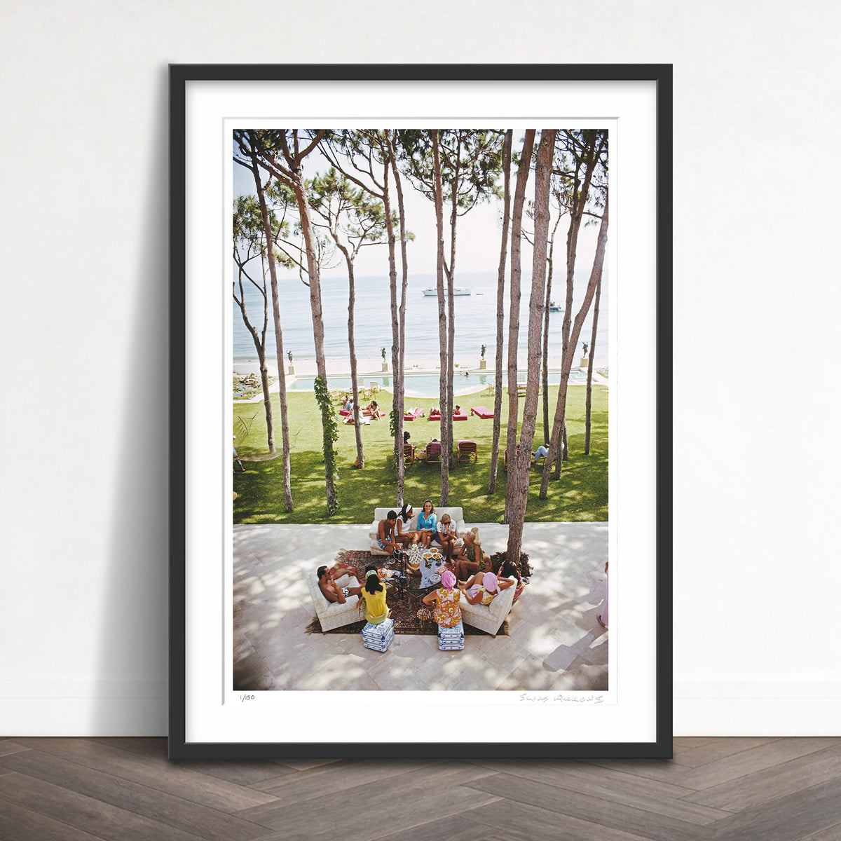 Slim Aarons Limited Edition Estate Stamped marbella house party limited edition 674382857 Framed