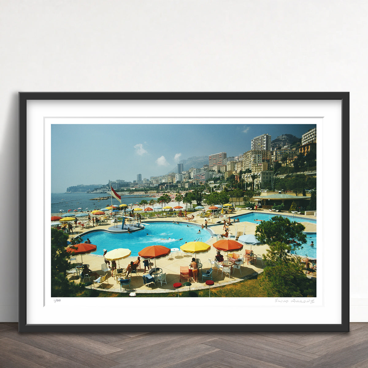 Slim Aarons Limited Edition Estate Stamped monte carlo beach club limited edition 95738220 Framed