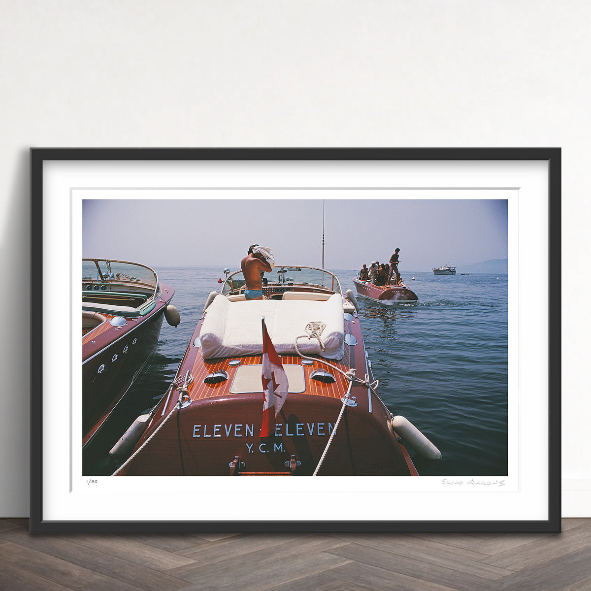 Slim Aarons Limited Edition Estate Stamped motorboats in antibes limited edition 483570365 Framed