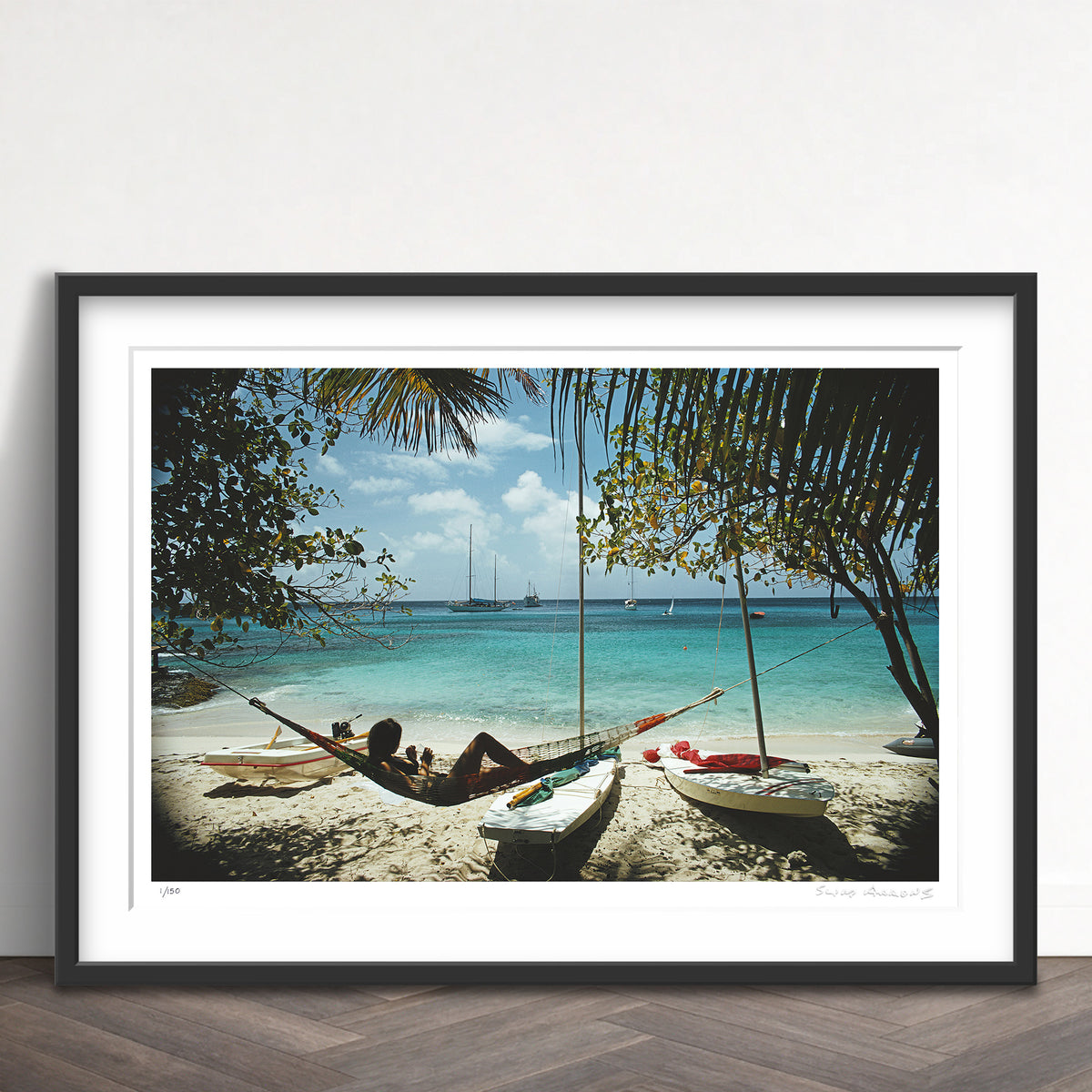 Slim Aarons Limited Edition Estate Stamped mustique limited edition 3248999 Framed