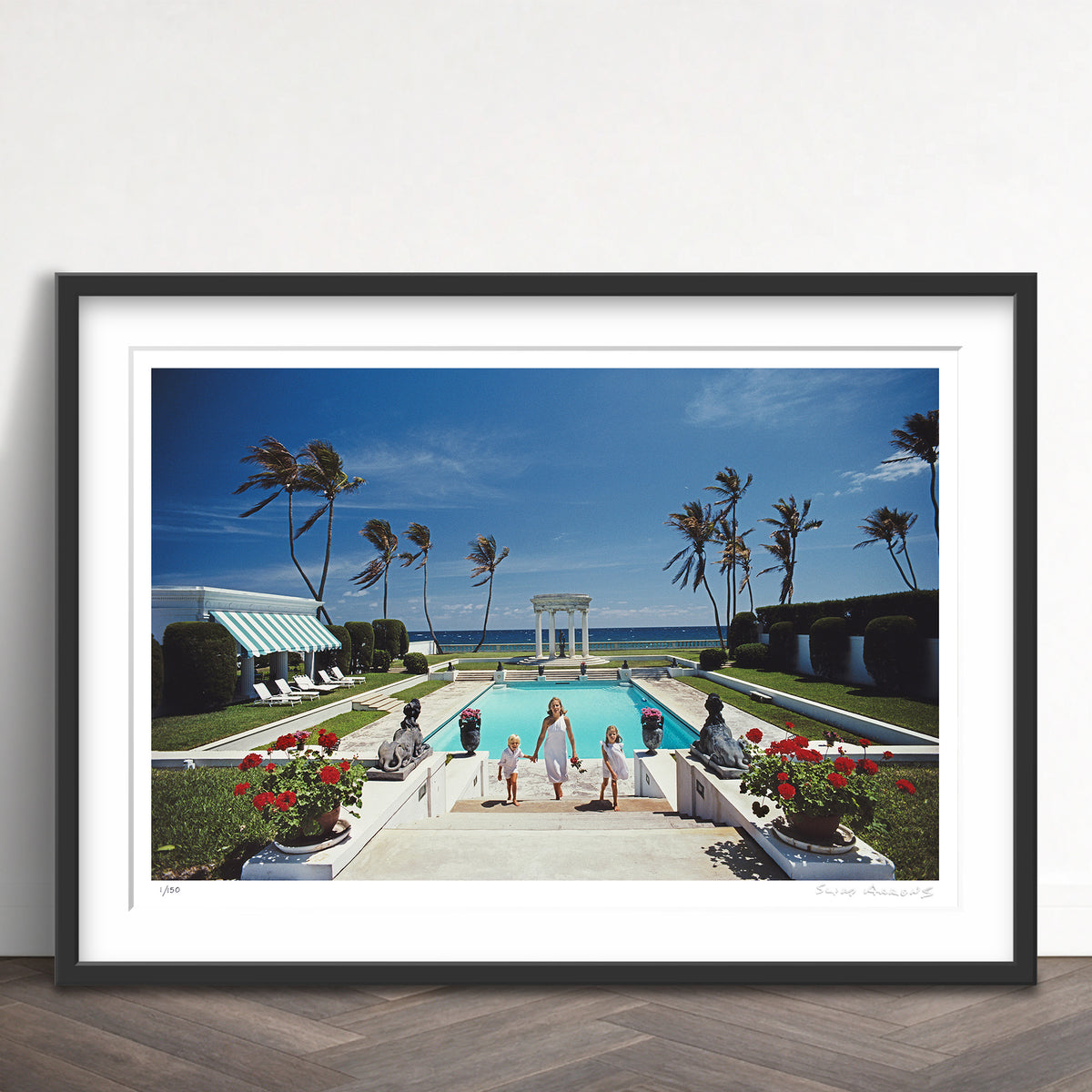 Slim Aarons Limited Edition Estate Stamped neo classical pool limited edition 51428805 Framed