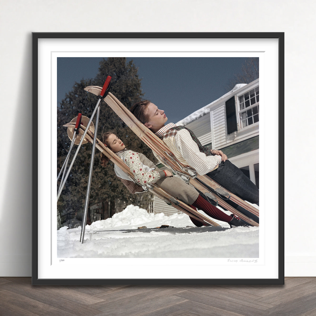 Slim Aarons Limited Edition Estate Stamped new england skiing 3 limited edition 674383623 Framed