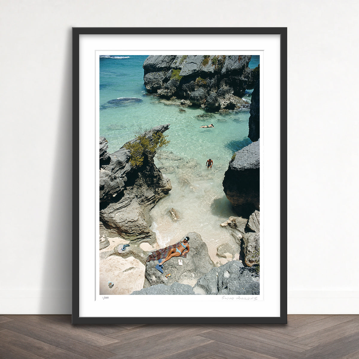 Slim Aarons Limited Edition Estate Stamped on the beach in bermuda limited edition 554351245 Framed