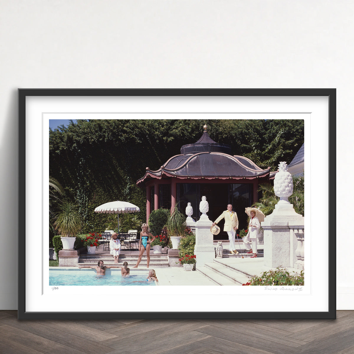 Slim Aarons Limited Edition Estate Stamped pagoda poolhouse limited edition 51428826 Framed