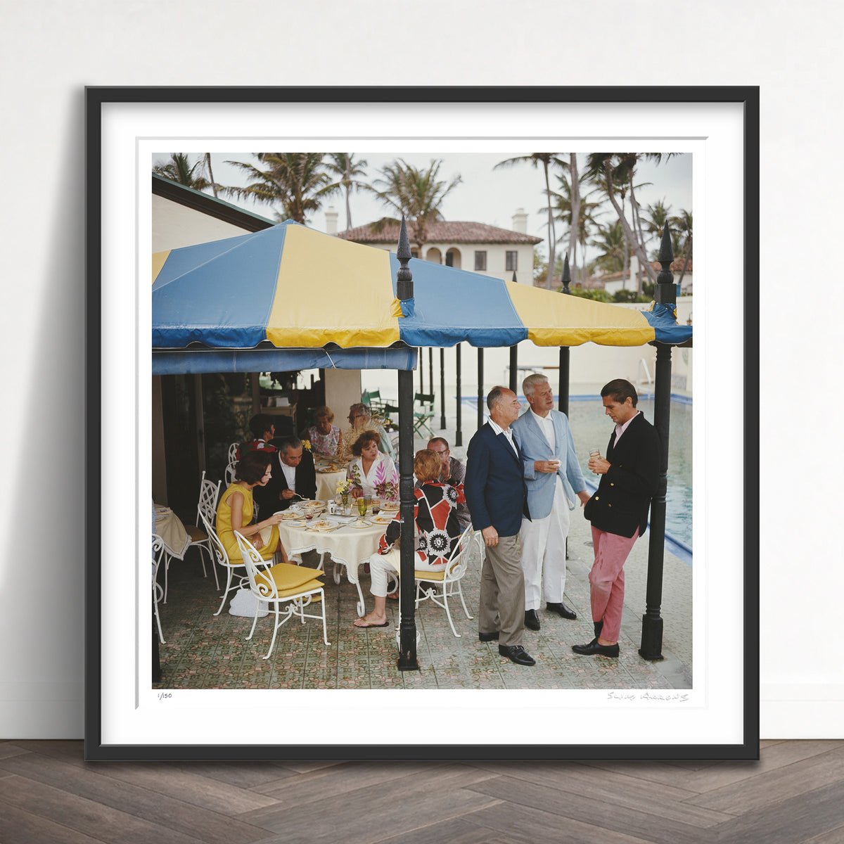 Slim Aarons Limited Edition Estate Stamped palm beach party limited edition 166899906 Framed