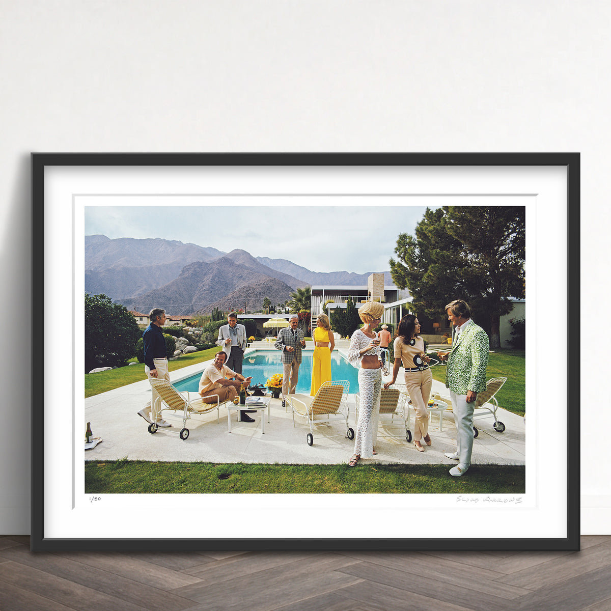 Slim Aarons Limited Edition Estate Stamped palm springs party limited edition 674384077 Framed