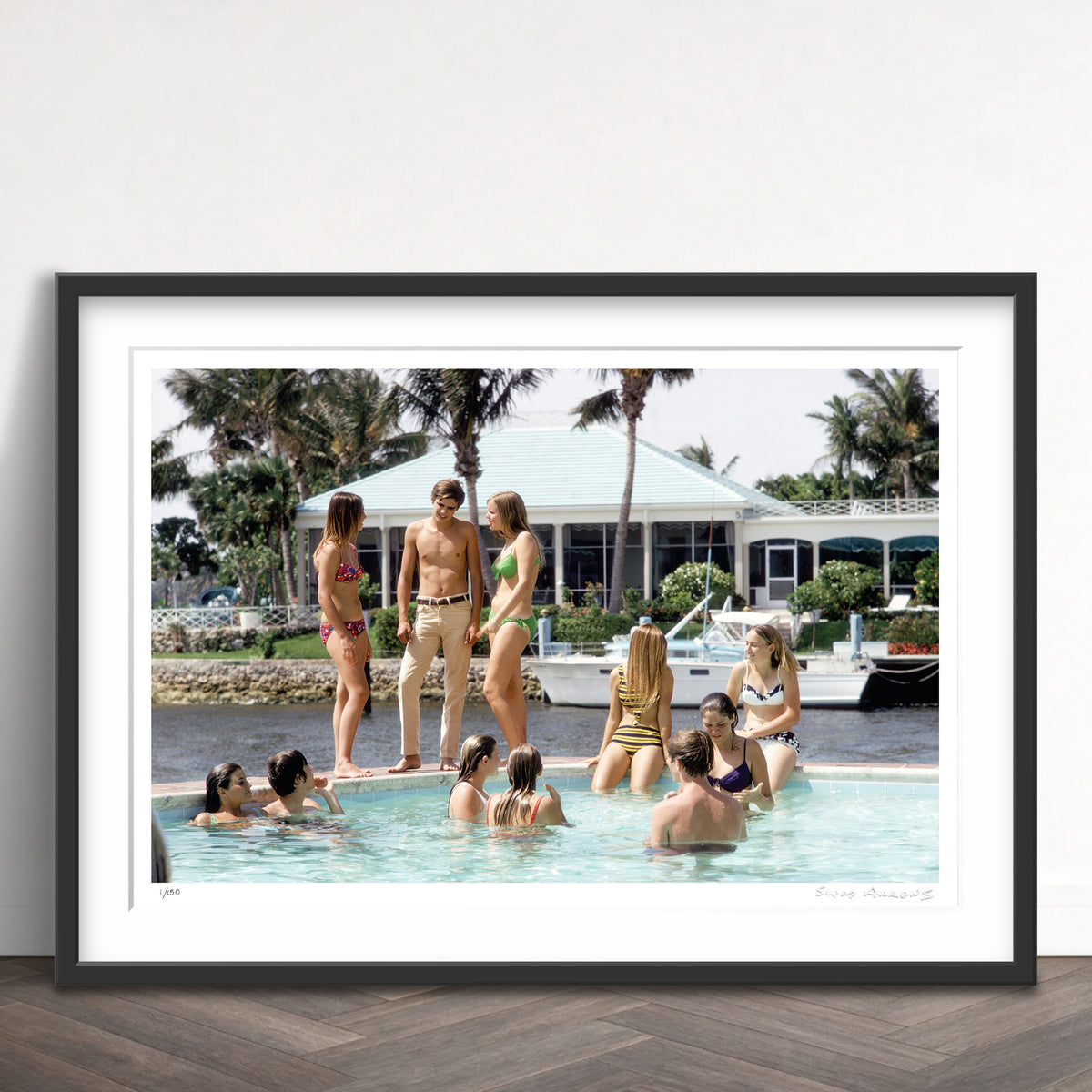 Slim Aarons Limited Edition Estate Stamped phil richards pool limited edition 77442792 Framed