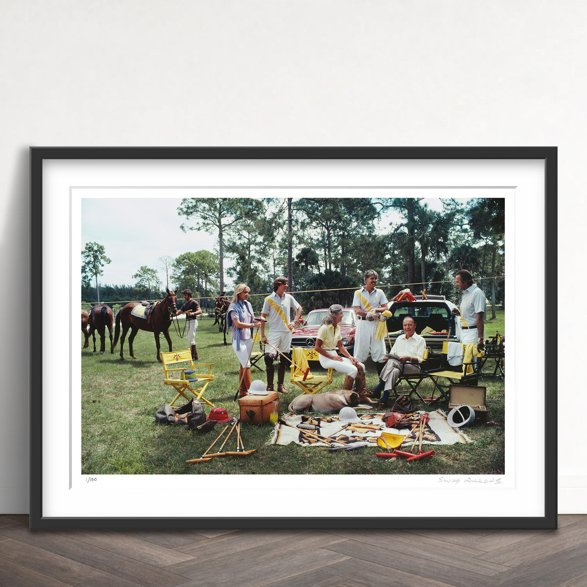 Slim Aarons Limited Edition Estate Stamped polo party limited edition 74098567 Framed