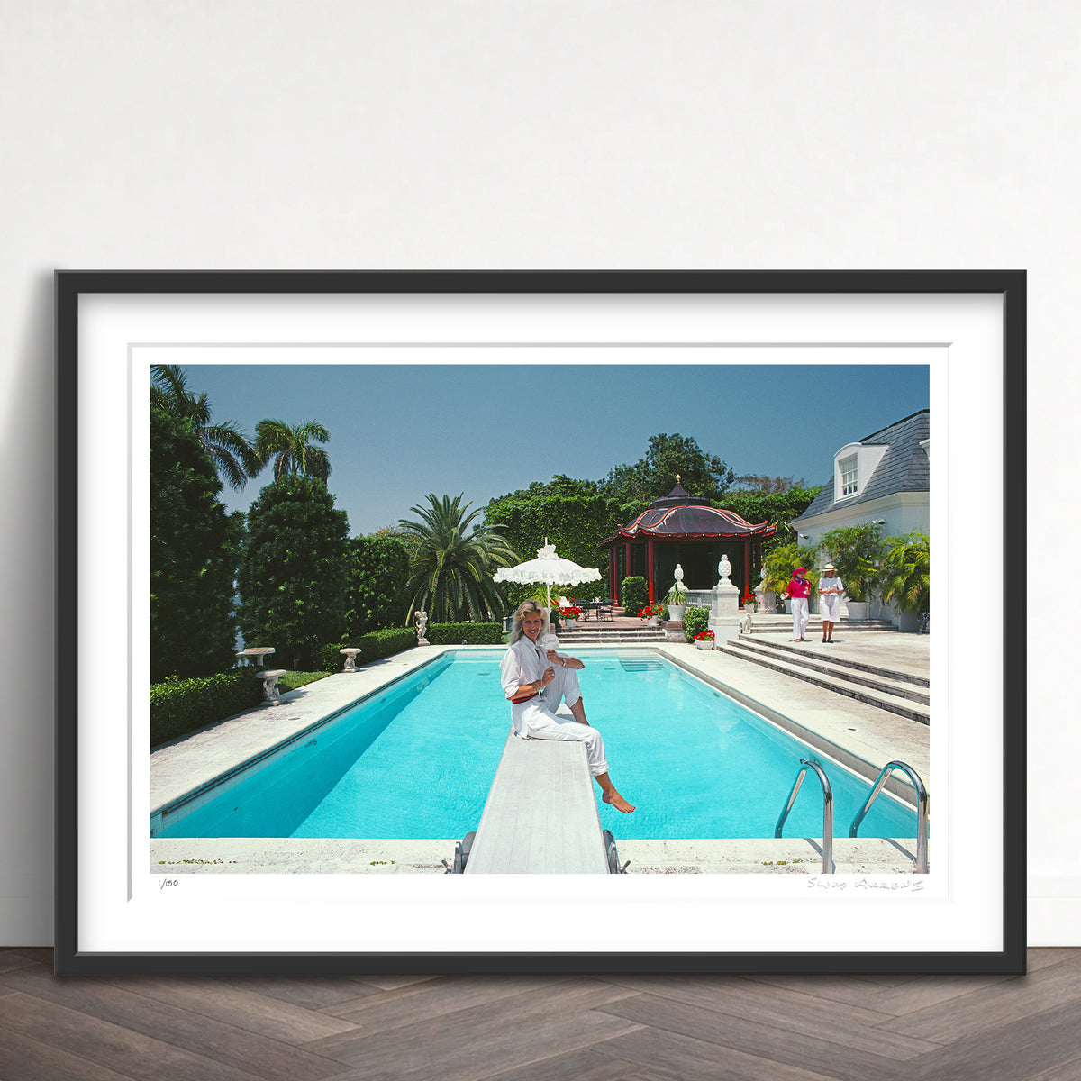 Slim Aarons Limited Edition Estate Stamped pool and parasol limited edition 51428823 Framed