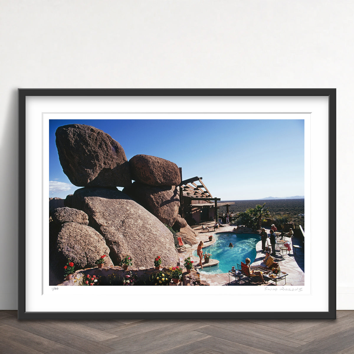 Slim Aarons Limited Edition Estate Stamped pool at bouldereign limited edition 77442848 Framed