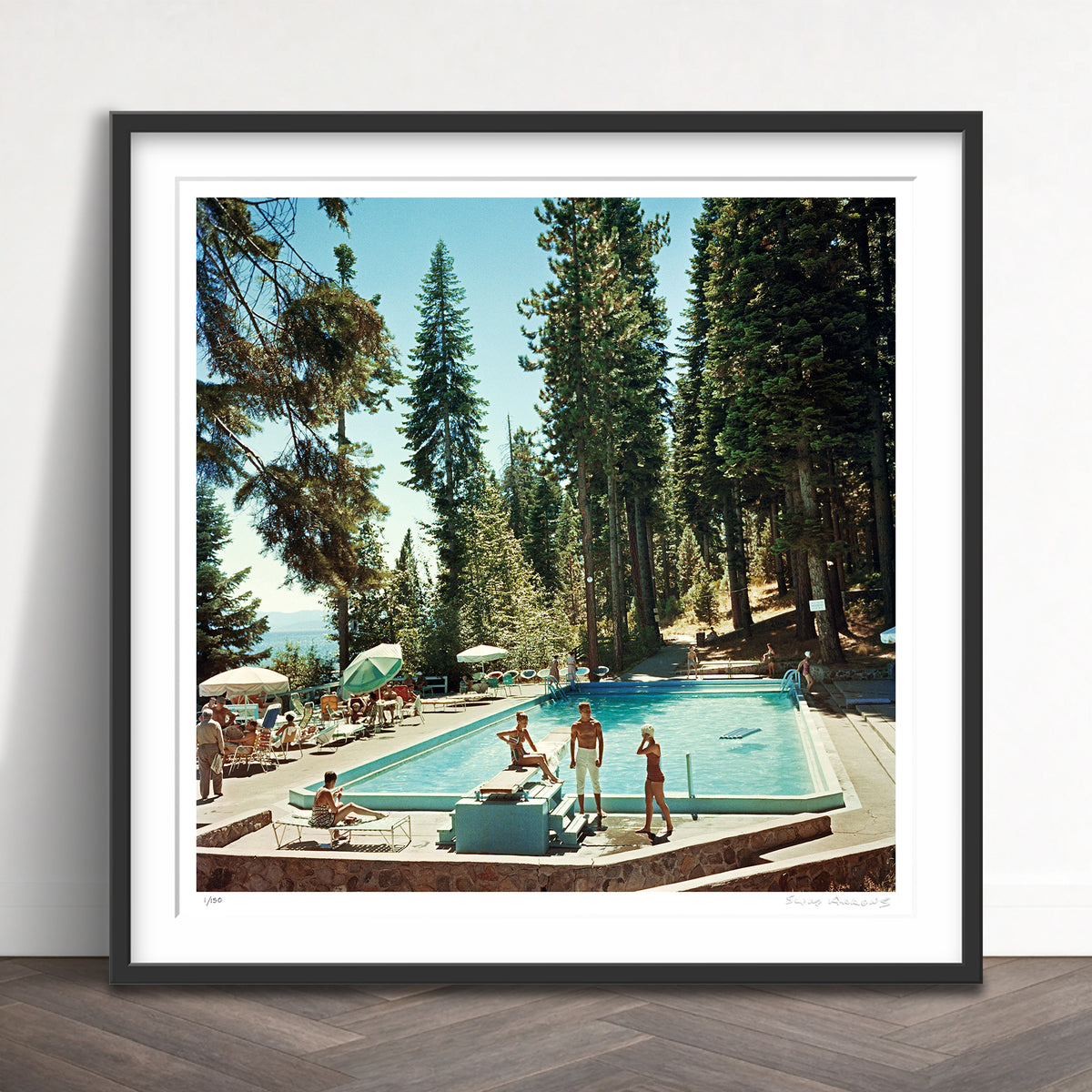 Slim Aarons Limited Edition Estate Stamped pool at lake tahoe limited edition 77442754 Framed