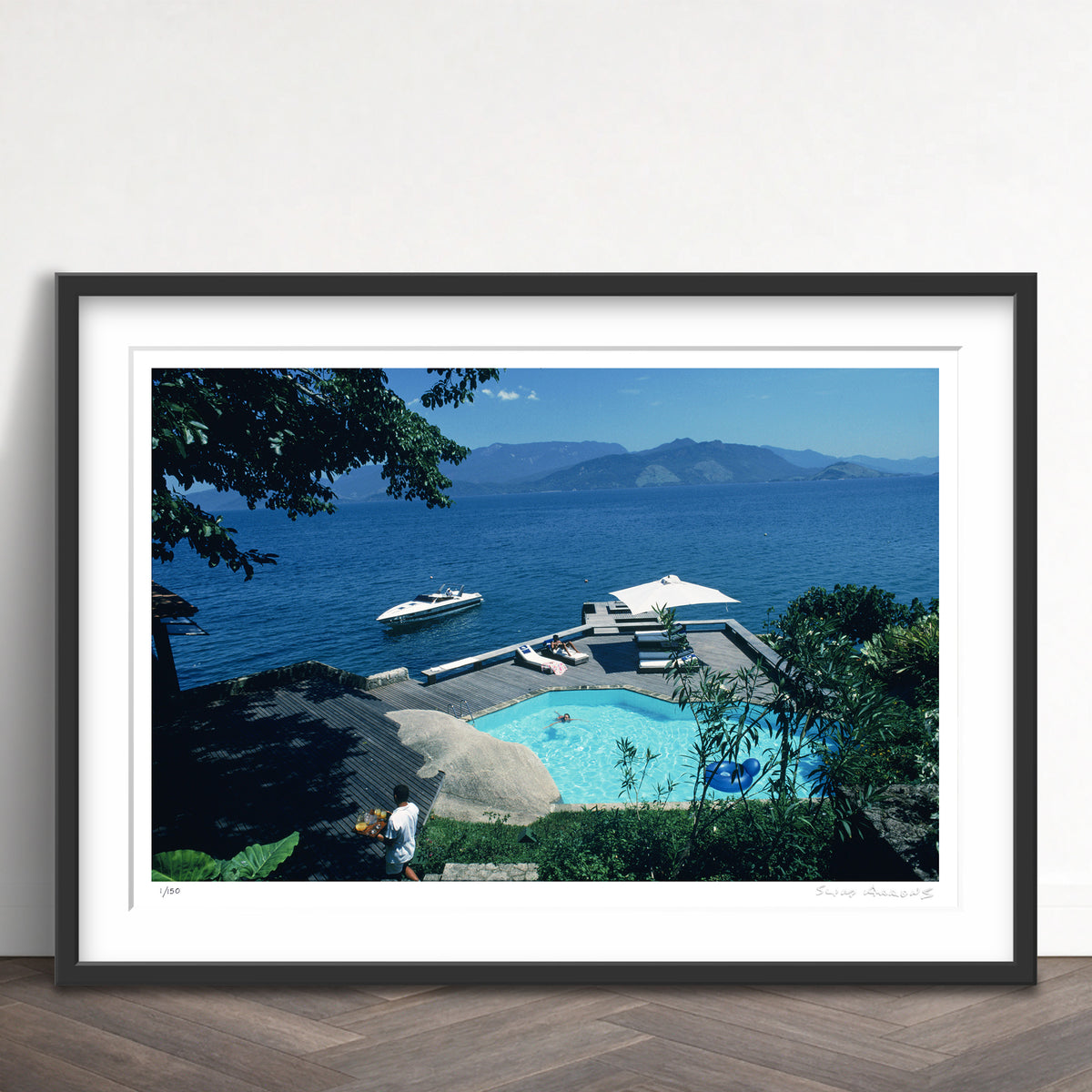 Slim Aarons Limited Edition Estate Stamped pool by the sea limited edition 77442666 Framed