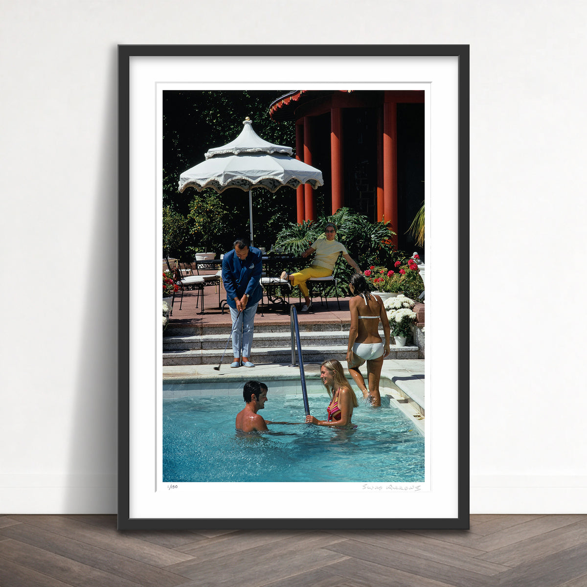 Slim Aarons Limited Edition Estate Stamped pool golfer limited edition 2190197868 Framed